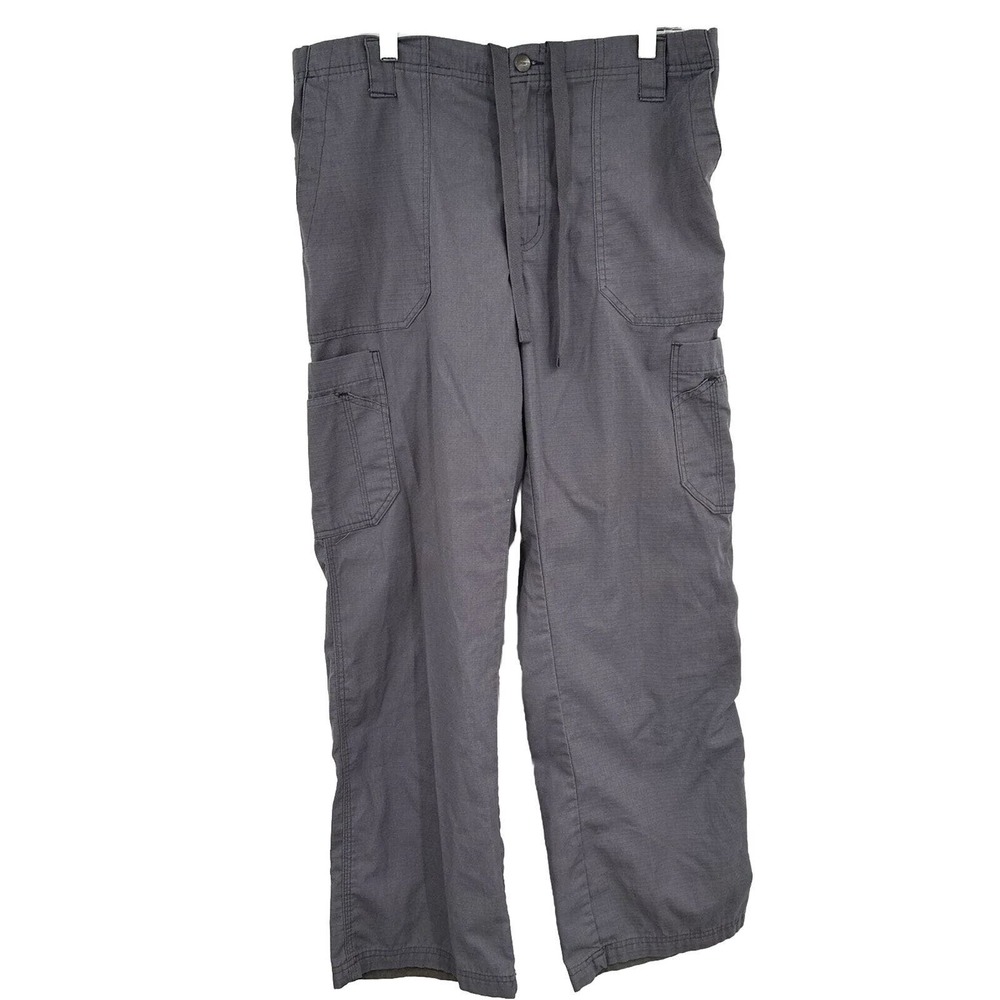 Carhartt Scrub Pants Mens Medium Ripstop Gray Nurse 8‎ Pocket Cargo Logo Adult